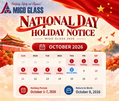 MIGO Glass 2026 Kiinan kansallispäivän lomailmoitus